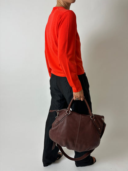 Wool v-neck sweater | Bright orange