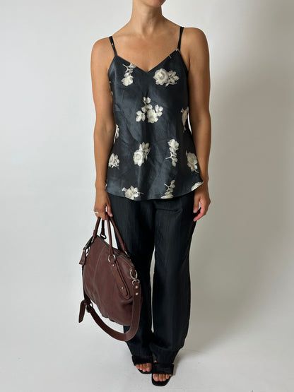 Satin strap top | Grey
