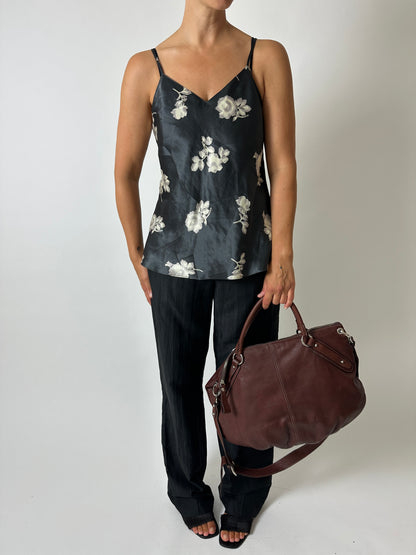 Satin strap top | Grey