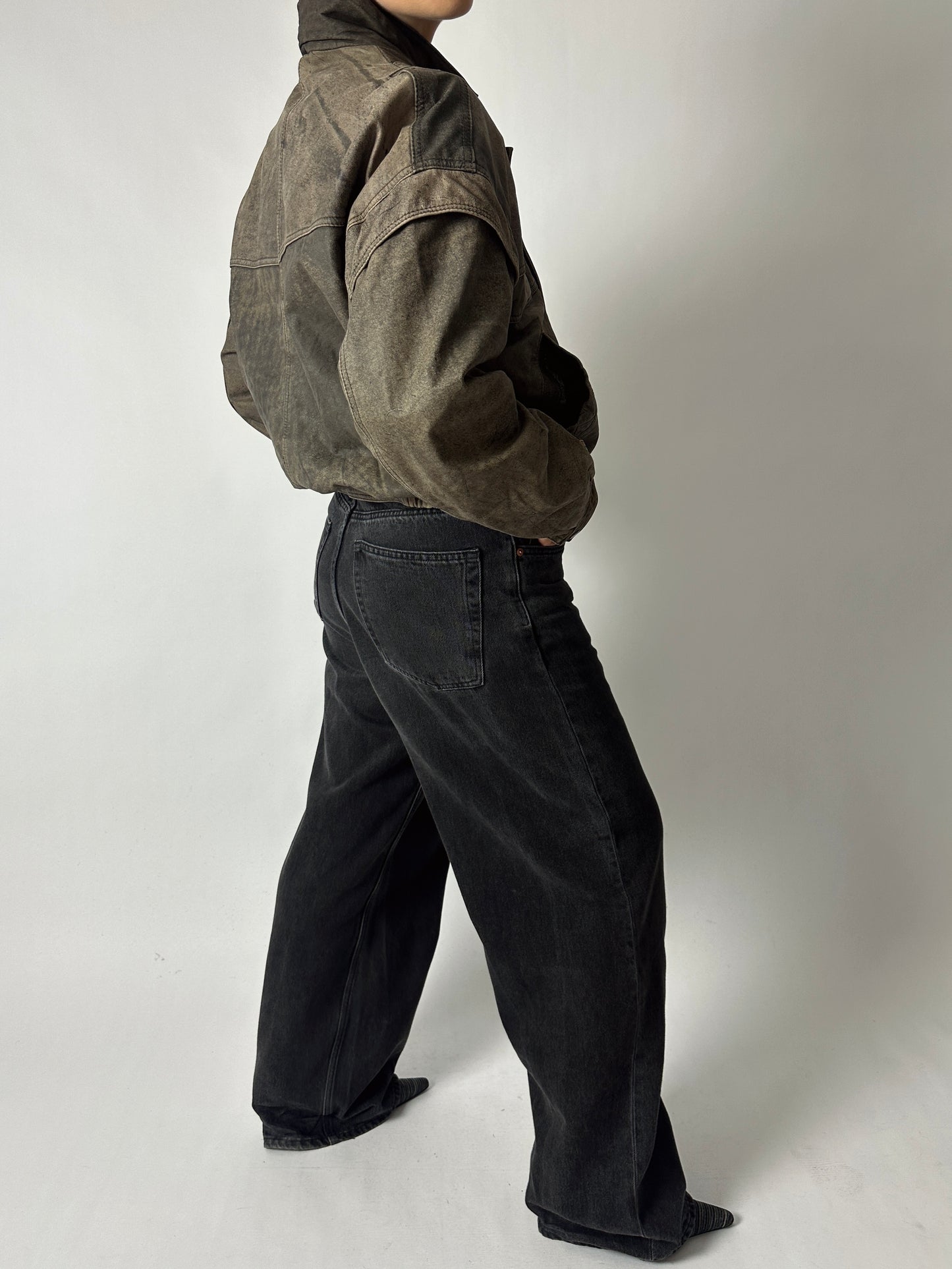 Leather bomber jacket | Brown