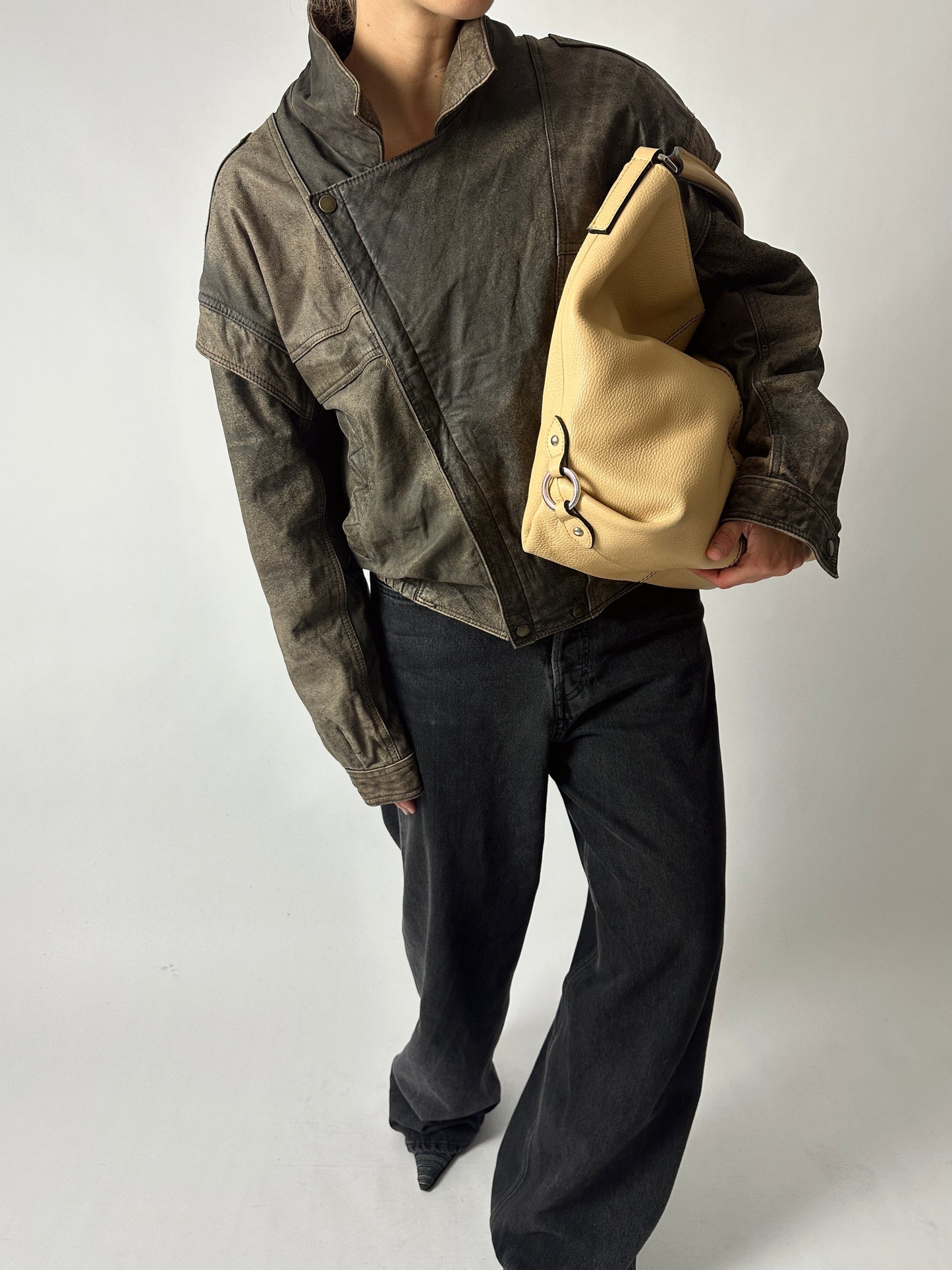 Leather bomber jacket | Brown