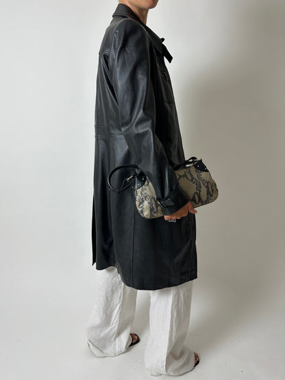 Long leather coat | Black
