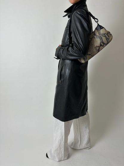 Long leather coat | Black