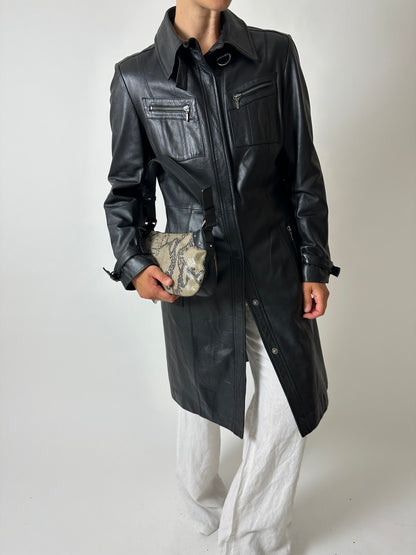 Long leather coat | Black