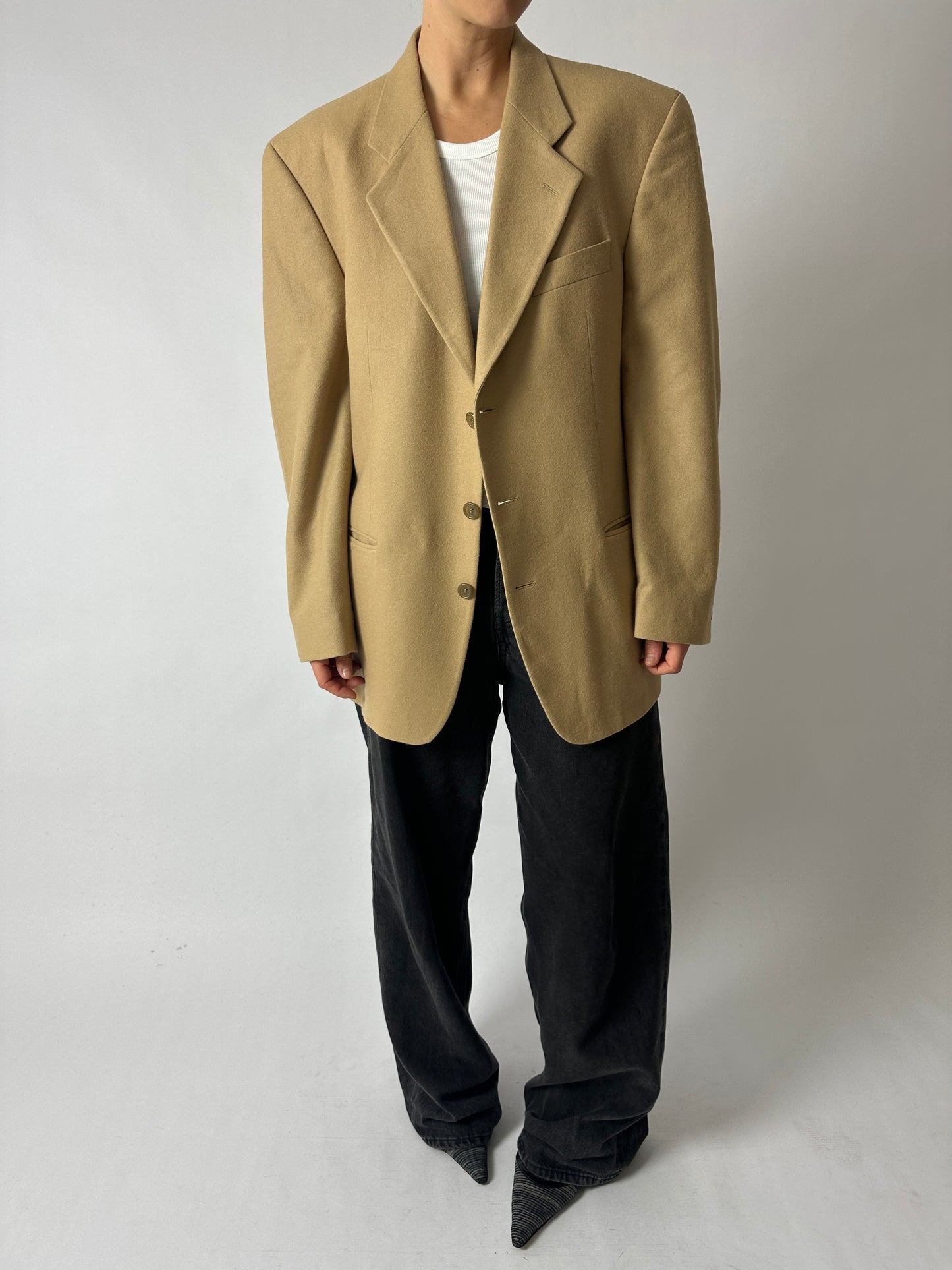 Oversized wool blazer | Soft Beige