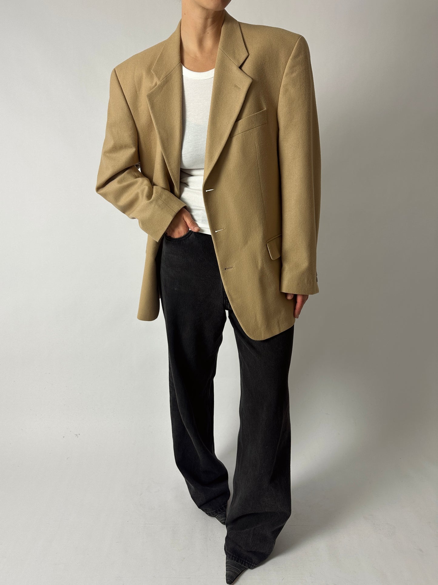 Oversized wool blazer | Soft Beige