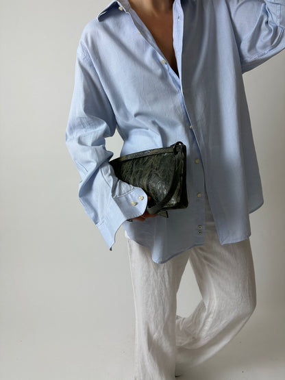 Croc embossed leather bag | Forest green