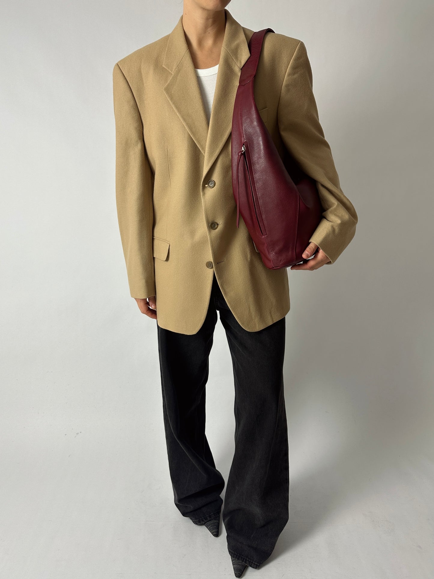 Oversized wool blazer | Soft Beige