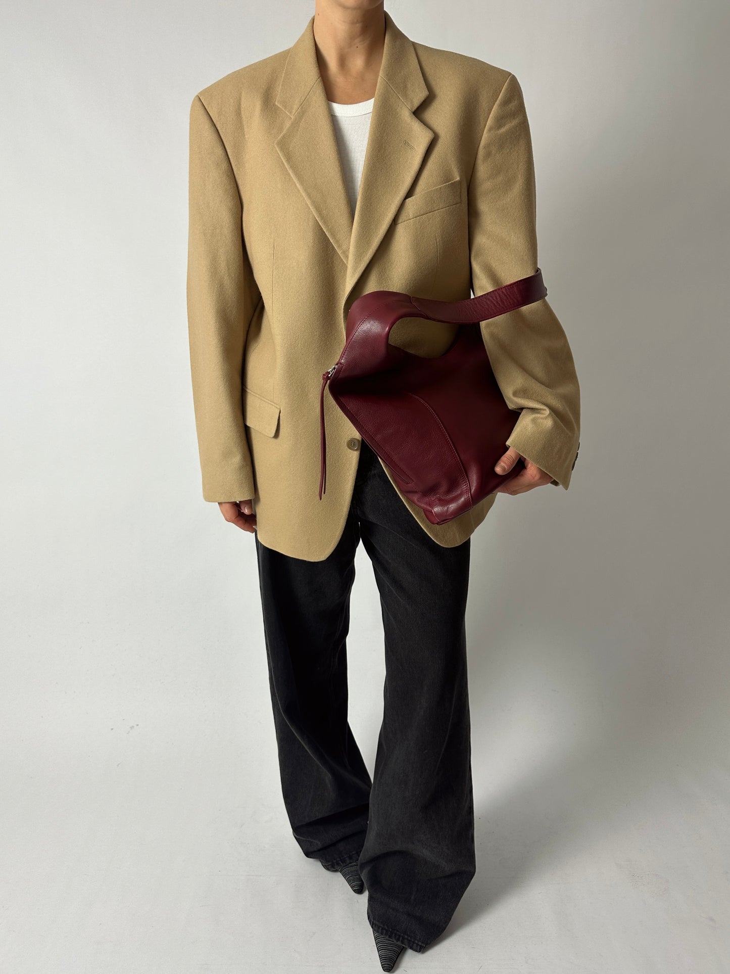 Oversized wool blazer | Soft Beige