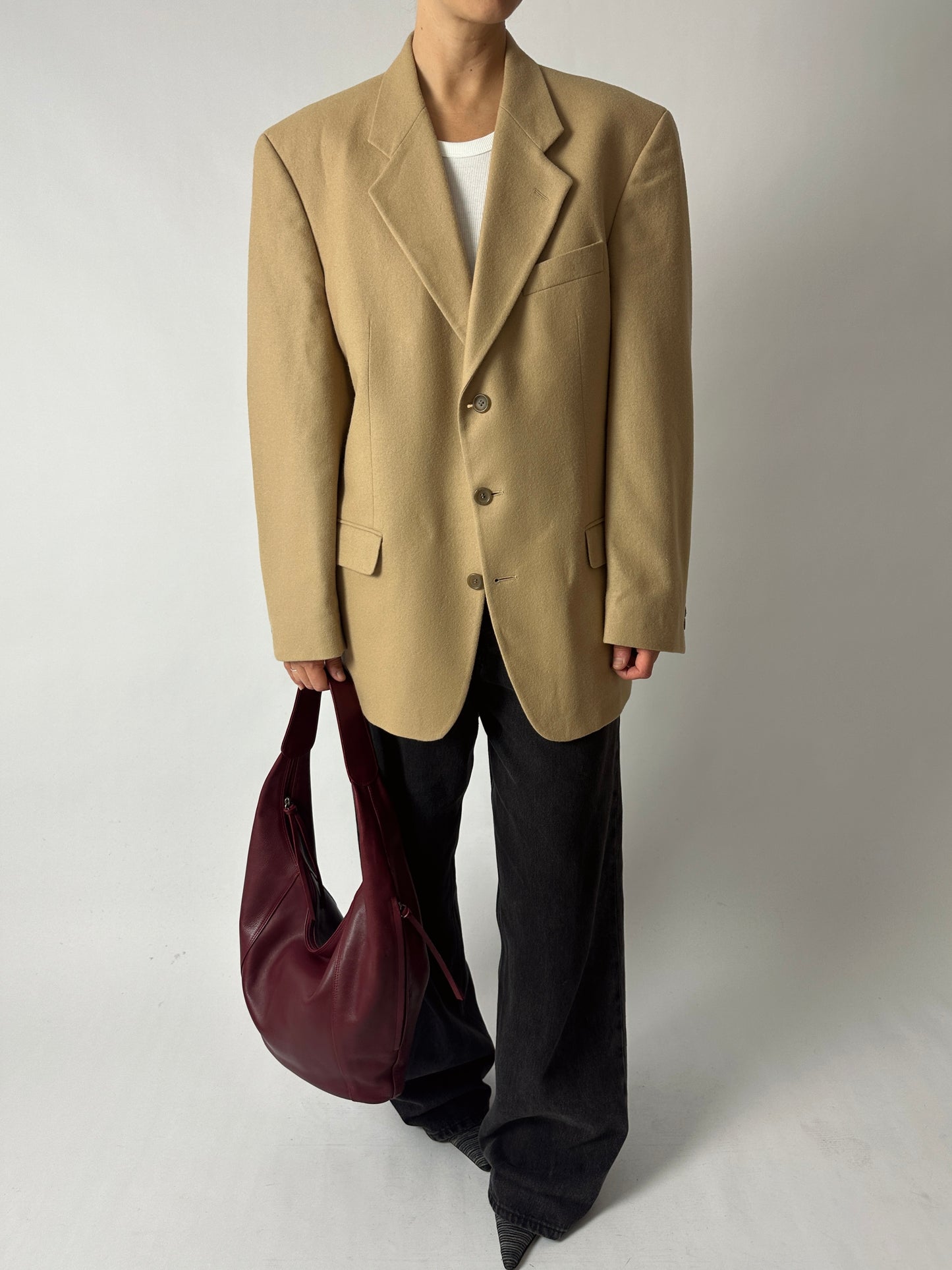 Oversized wool blazer | Soft Beige