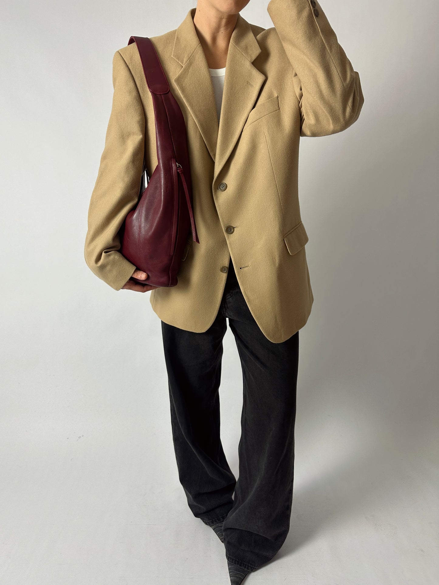 Oversized wool blazer | Soft Beige