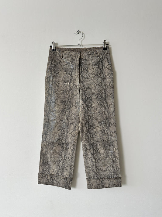 Leather cropped trousers | Snake