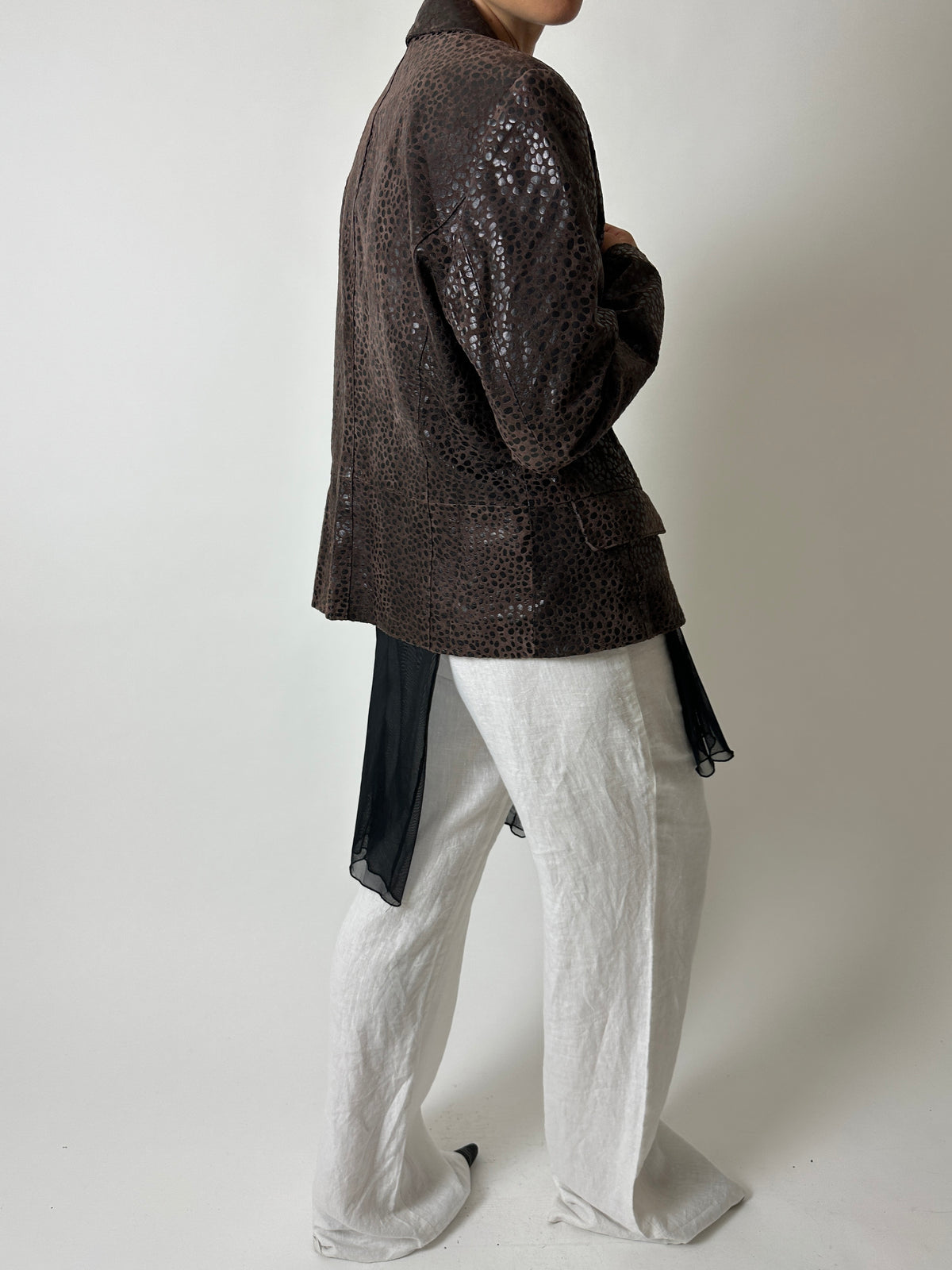 Leather blazer jacket | Dark brown