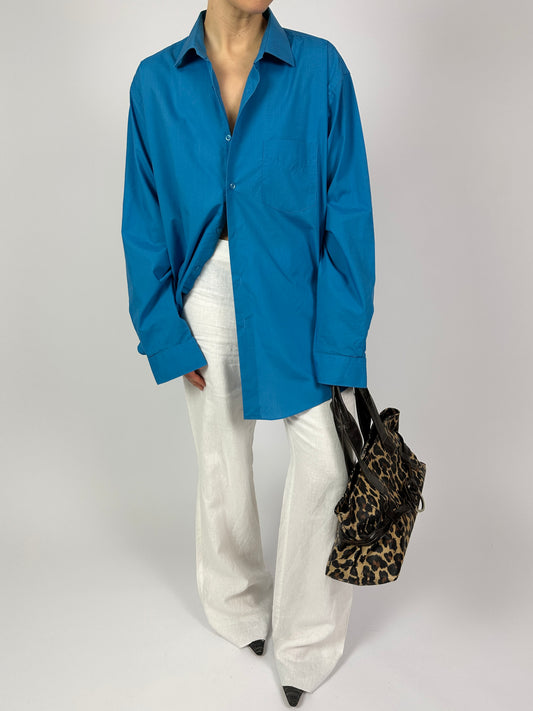 Relaxed cotton shirt | Capri blue