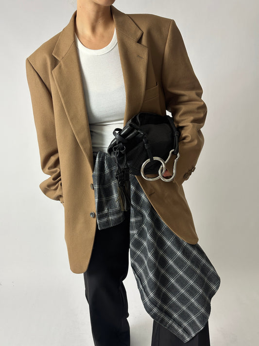Oversized wool blazer | Dark Beige