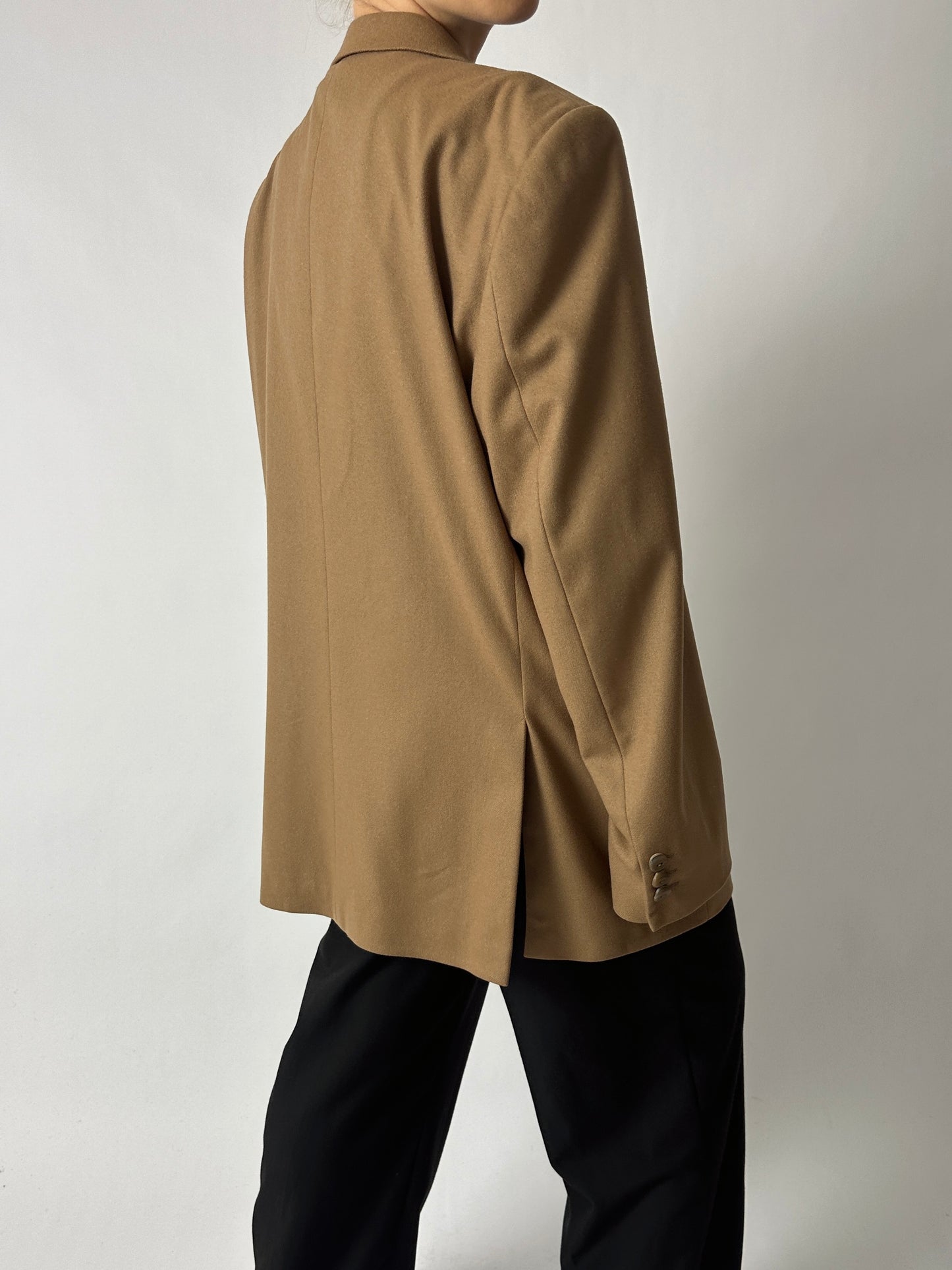 Oversized wool blazer | Dark Beige