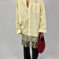 Leather snake fringed skirt | Beige