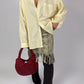 Leather snake fringed skirt | Beige