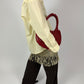 Leather snake fringed skirt | Beige
