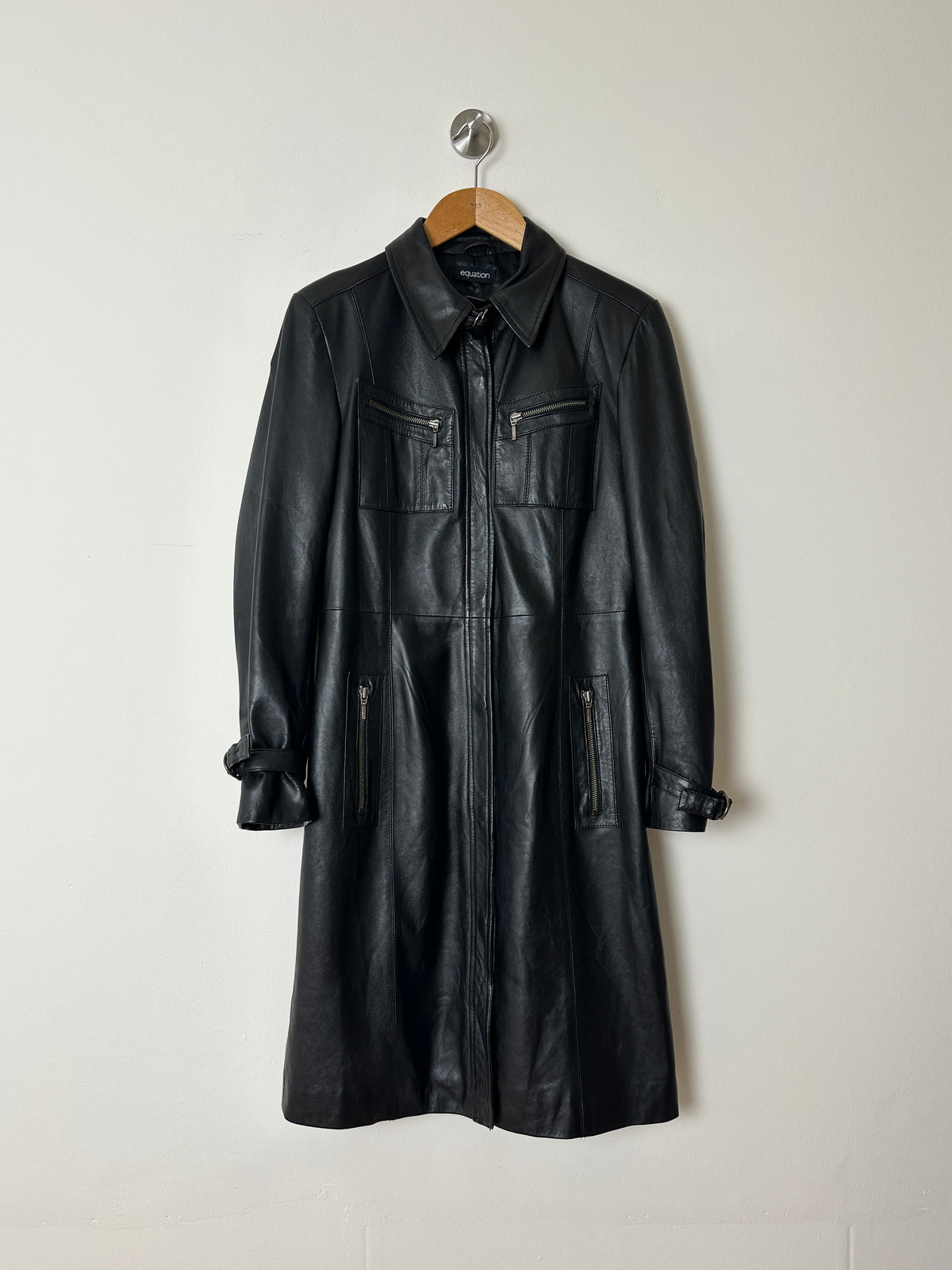 Long leather coat | Black
