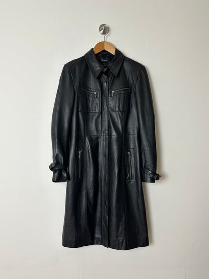 Long leather coat | Black