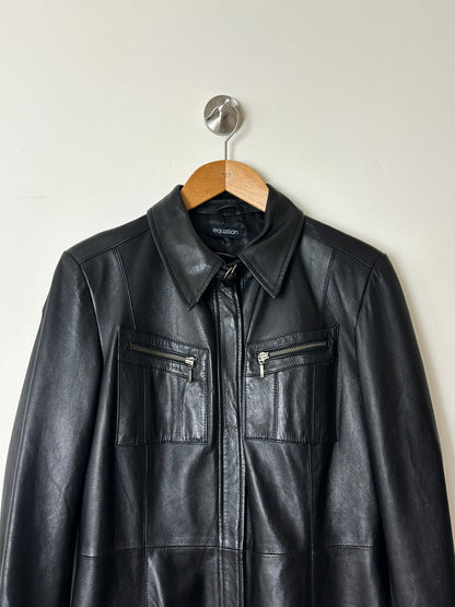 Long leather coat | Black
