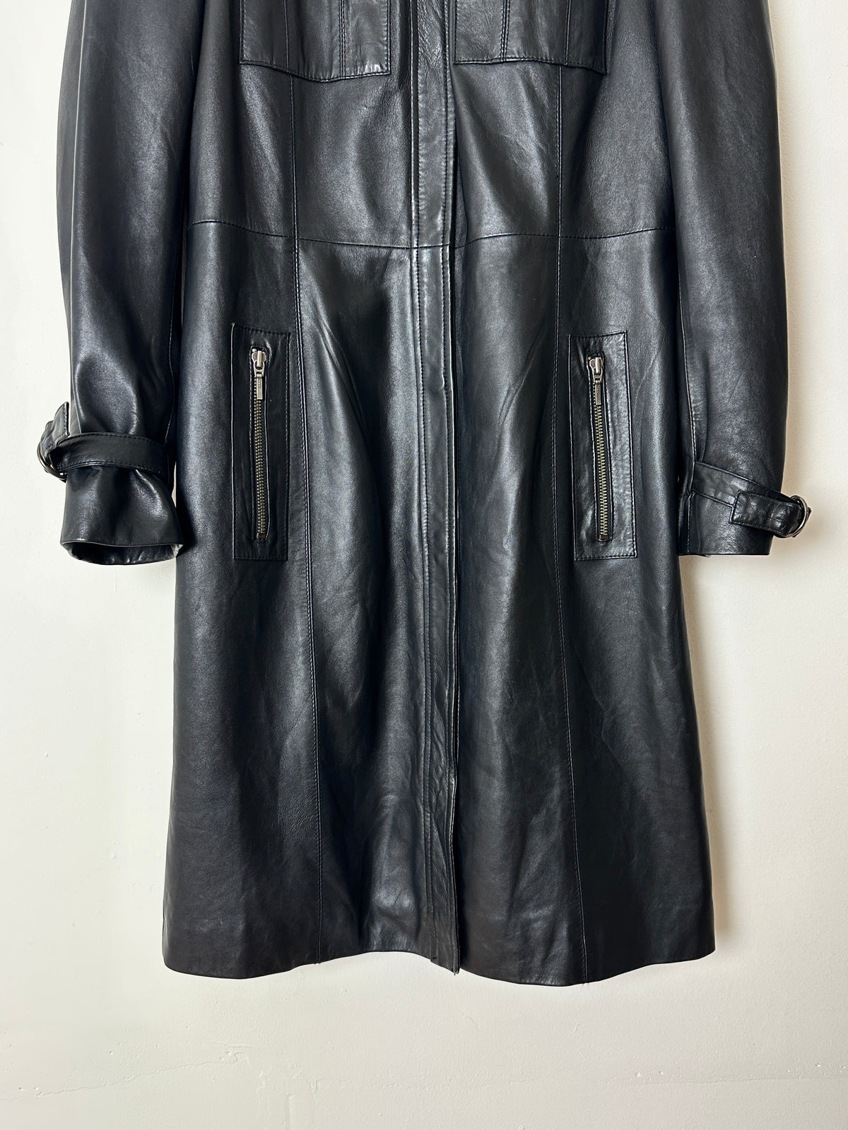 Long leather coat | Black