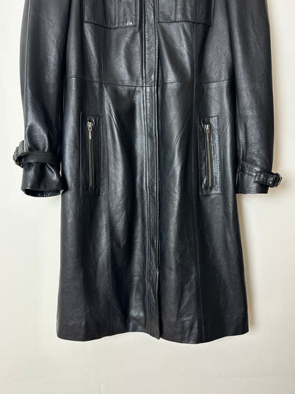 Long leather coat | Black