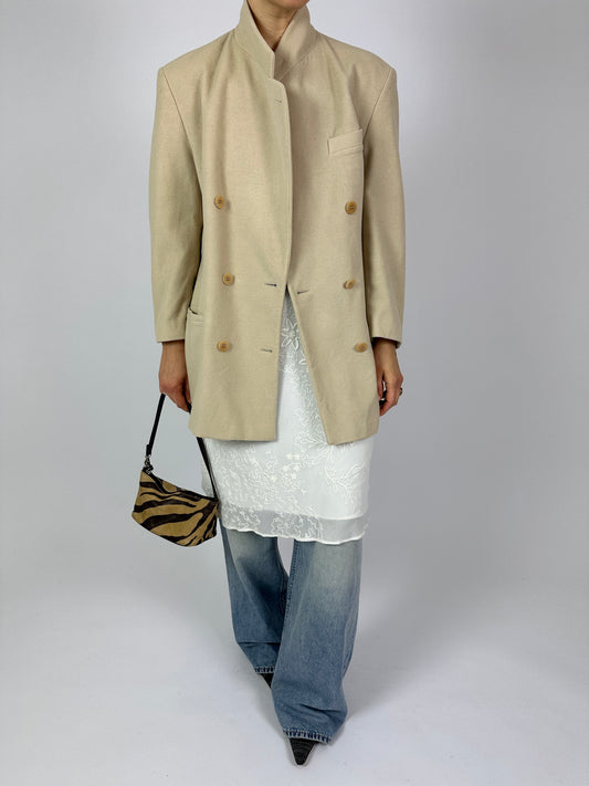 Fitted wool blazer | Soft Ecru