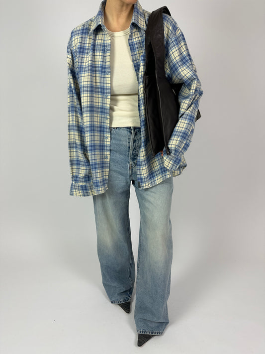 Flanel checked shirt | Blue / Off white
