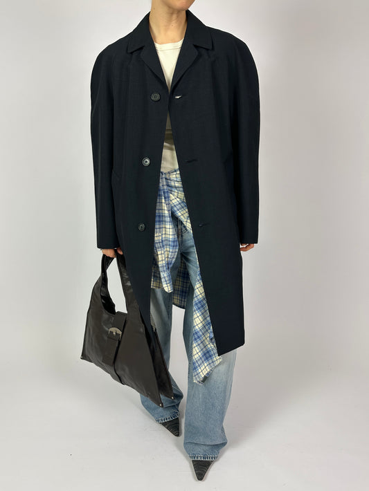 Wool blend Mac coat | Dark Blue