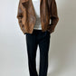 Minimal leather bike jacket | Brown