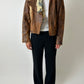Minimal leather bike jacket | Brown