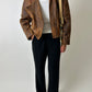 Minimal leather bike jacket | Brown