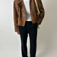 Minimal leather bike jacket | Brown