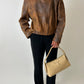 Minimal leather bike jacket | Brown
