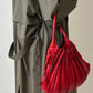 Leather pleated shoulder bag | Red