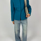 Wool fur blazer jacket | Capri blue