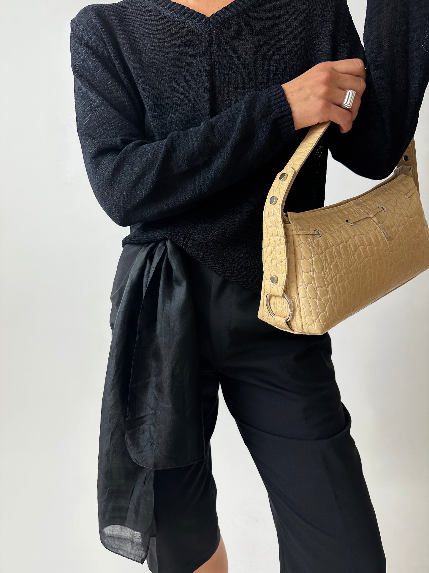 Silk sheer scarf | Black