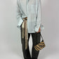 Satin fringed scarf | Powder