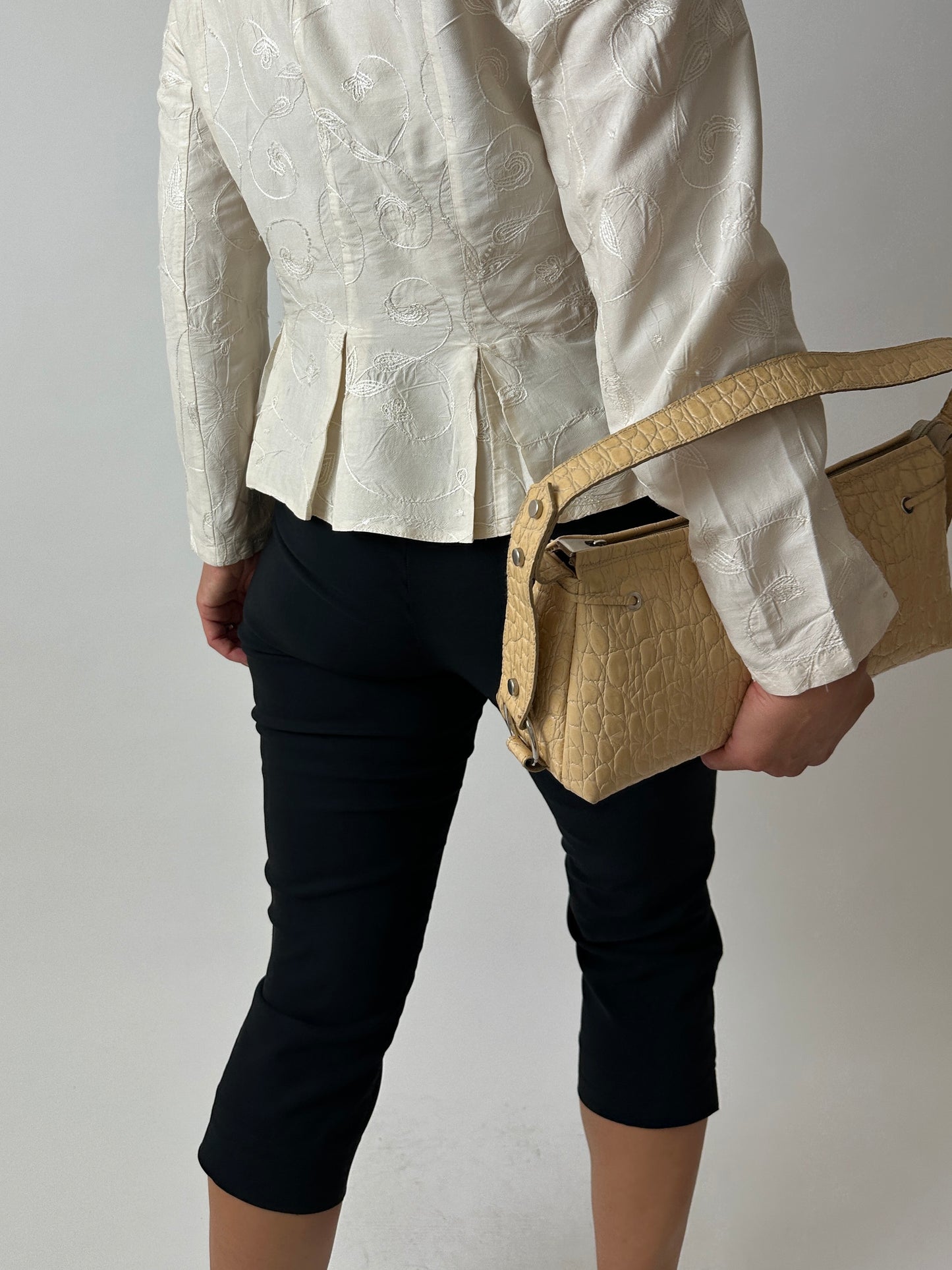 Embroidered silk jacket | Off white