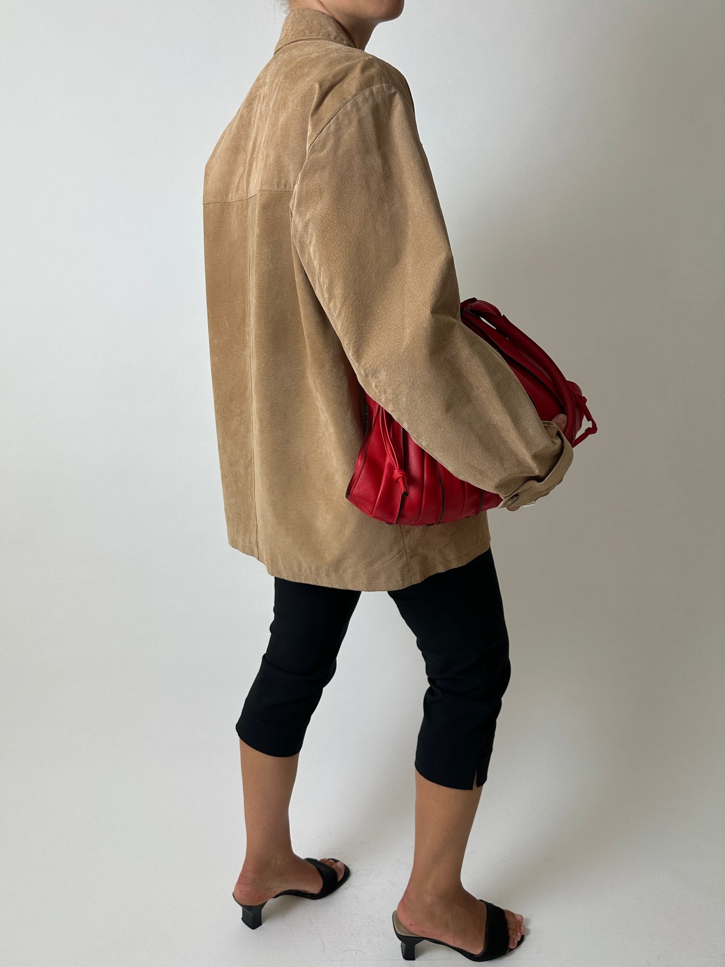 Suede relaxed jacket | Camel beige