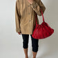 Leather pleated shoulder bag | Red