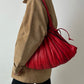 Leather pleated shoulder bag | Red