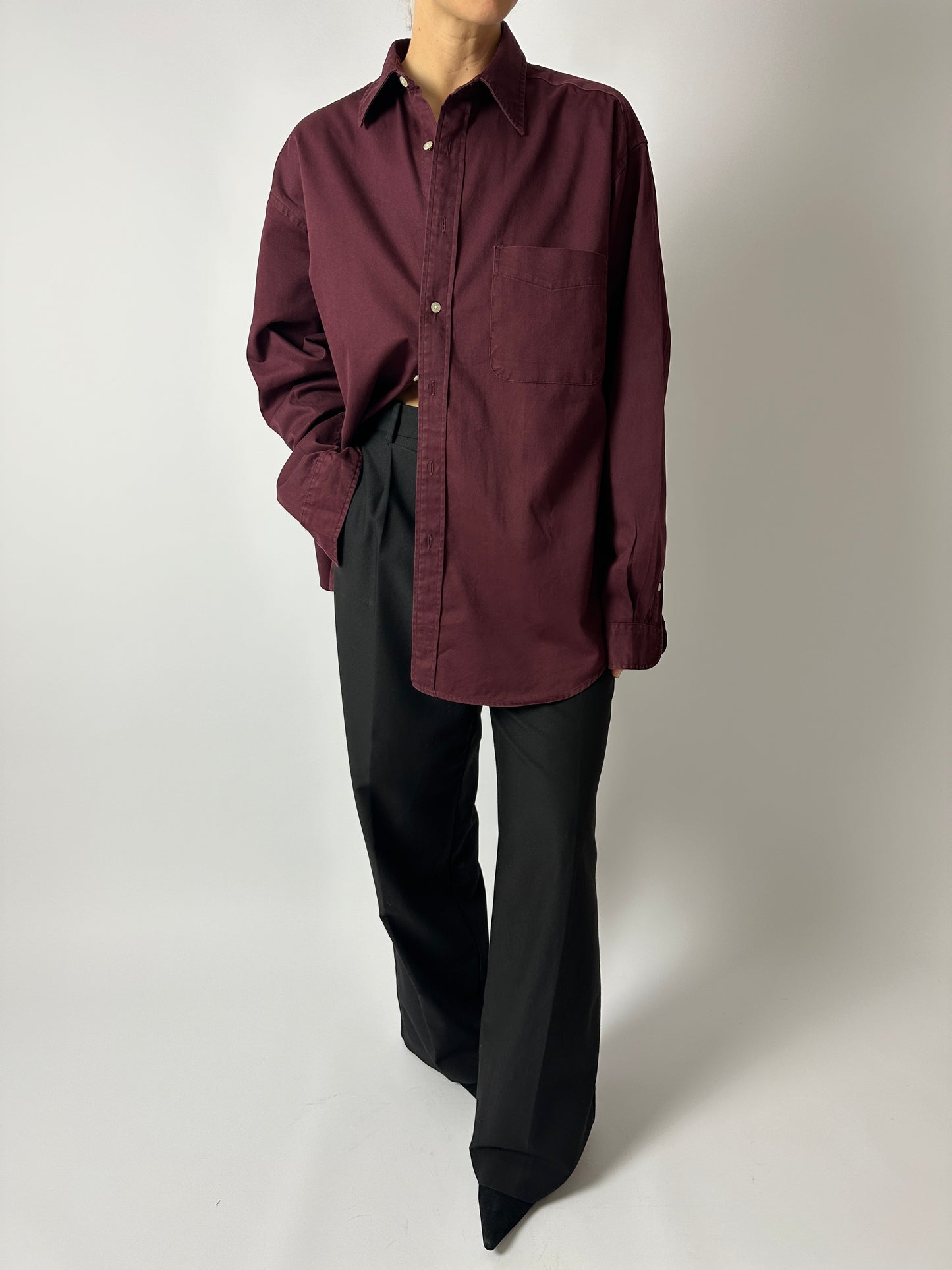 Oversized cotton shirt | Bordeaux