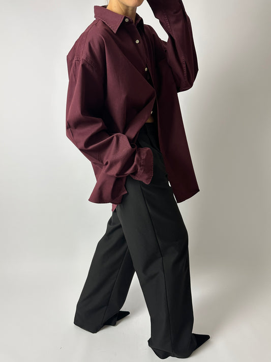 Oversized cotton shirt | Bordeaux