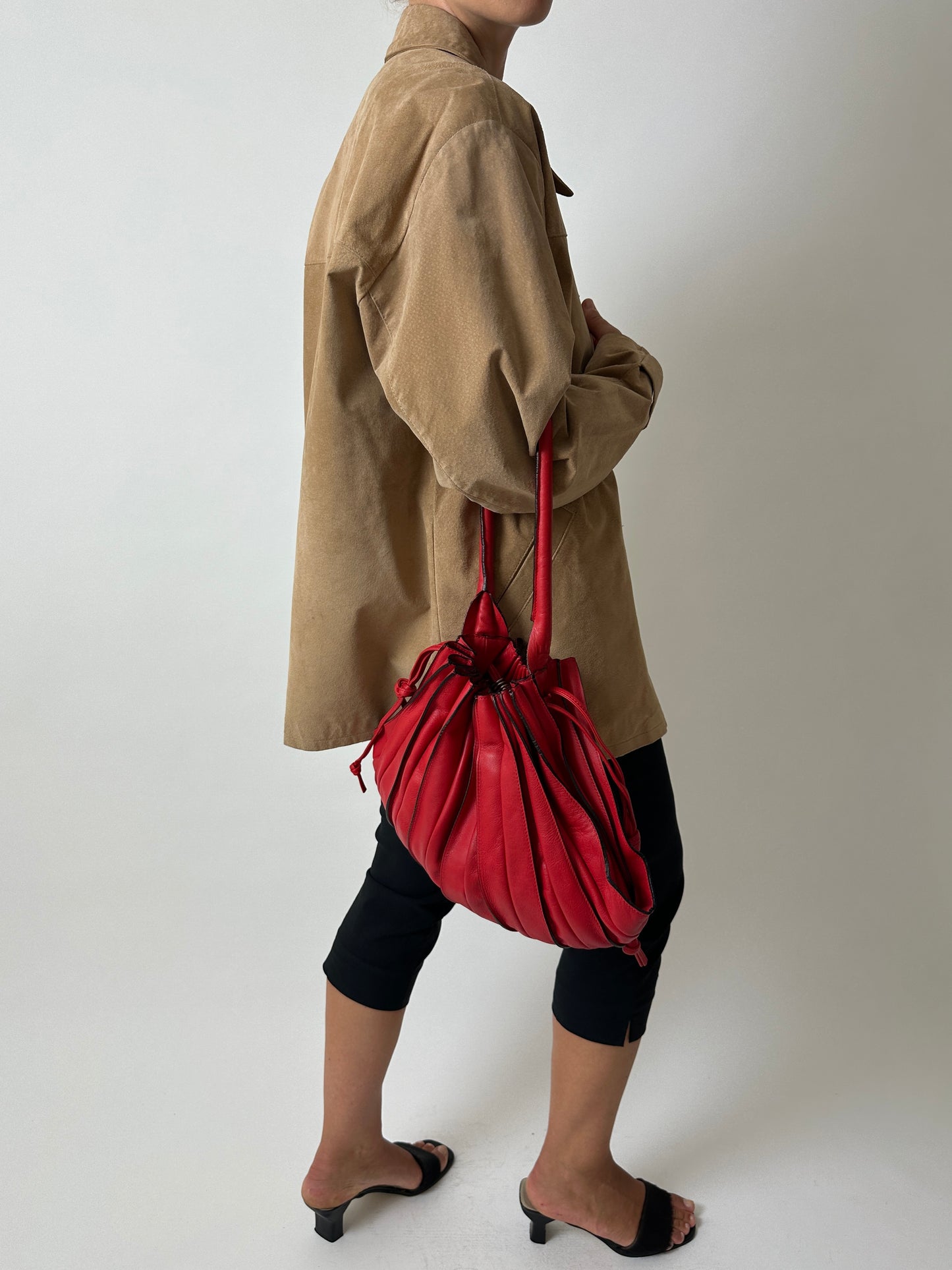 Suede relaxed jacket | Camel beige