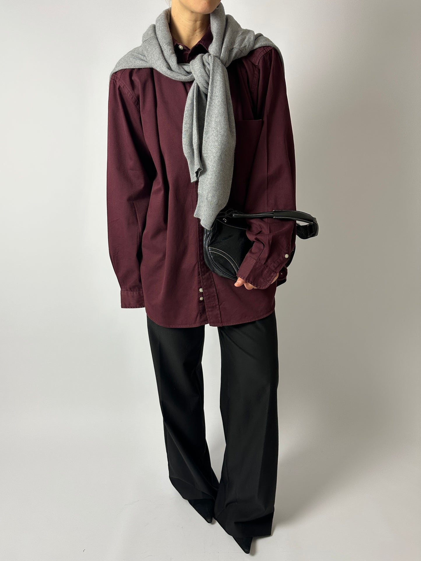 Oversized cotton shirt | Bordeaux