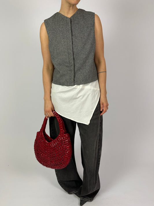 Cropped wool vest | Grey