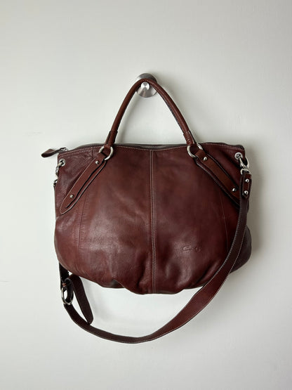 Leather tote bag | Dark brown